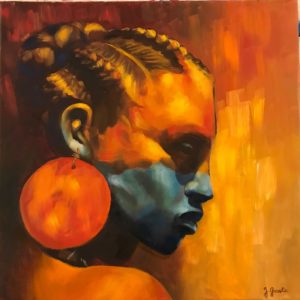 Peinture d'un visage d'indigène de profil