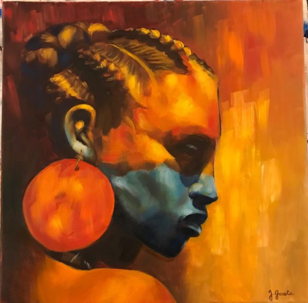 Peinture d'un visage d'indigène de profil