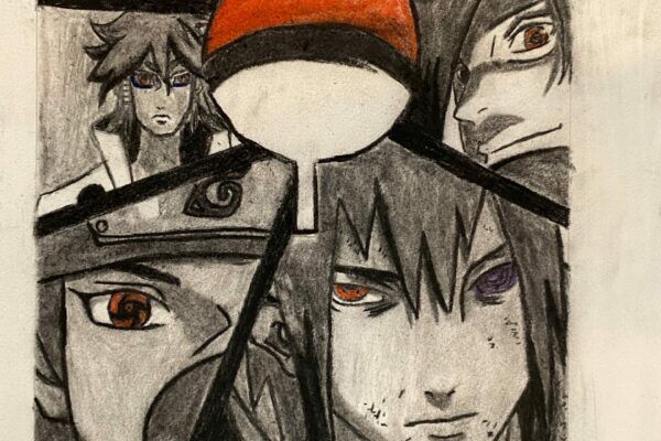 Réalisation de personnages manga par un élève
