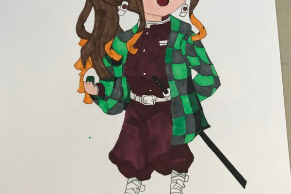 Réalisation d'un personnage manga par un élève