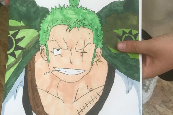 réalisation d'un personnage manga : Zoro par un élève